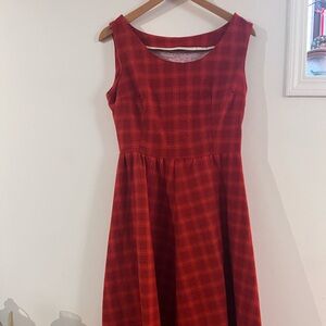 Red Plaid Sleeveless Dress